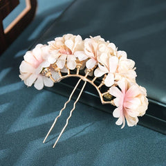 Silk Flower Headdress Hairpin Chignon Hair Accessories