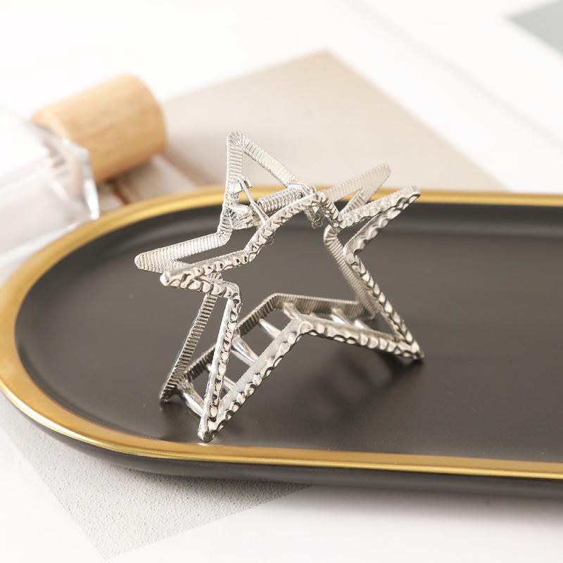 Golden Silver Star Hair Claw Pentagram Shark Claw Hair Accessories