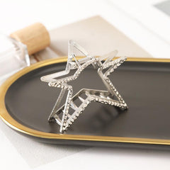 Golden Silver Star Hair Claw Pentagram Shark Claw Hair Accessories