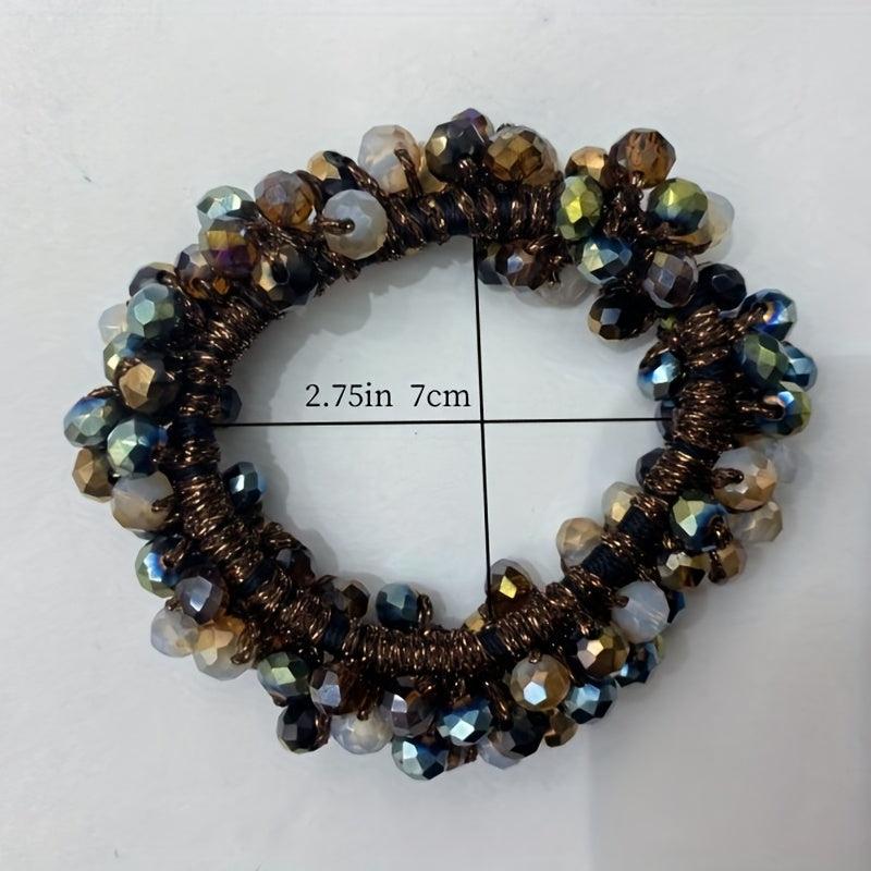Vintage Hair Rope Faux Pearl Crystal Rubber Band Hair Accessories