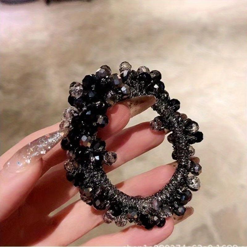 Vintage Hair Rope Faux Pearl Crystal Rubber Band Hair Accessories