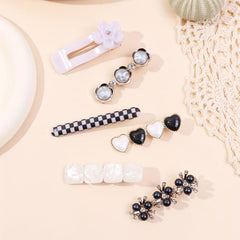 6pcs Checkered Flower Hair Clips Bobby Pins Non Slip Hair Accessories