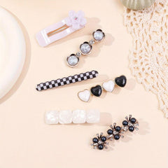 6pcs Checkered Flower Hair Clips Bobby Pins Non Slip Hair Accessories