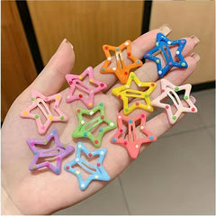 6pcs Y2K Star Hair Clip Snap Clip Hair Barrette Hair Slides Clip For Women Girls