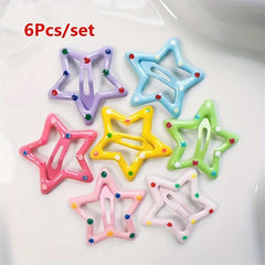 6pcs Y2K Star Hair Clip Snap Clip Hair Barrette Hair Slides Clip For Women Girls