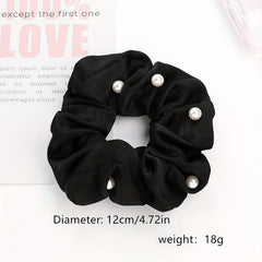 Faux Pearl Hair Ties Fabric Scrunchies Elastic Ponytail Hair Rope