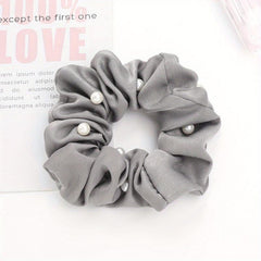 Faux Pearl Hair Ties Fabric Scrunchies Elastic Ponytail Hair Rope