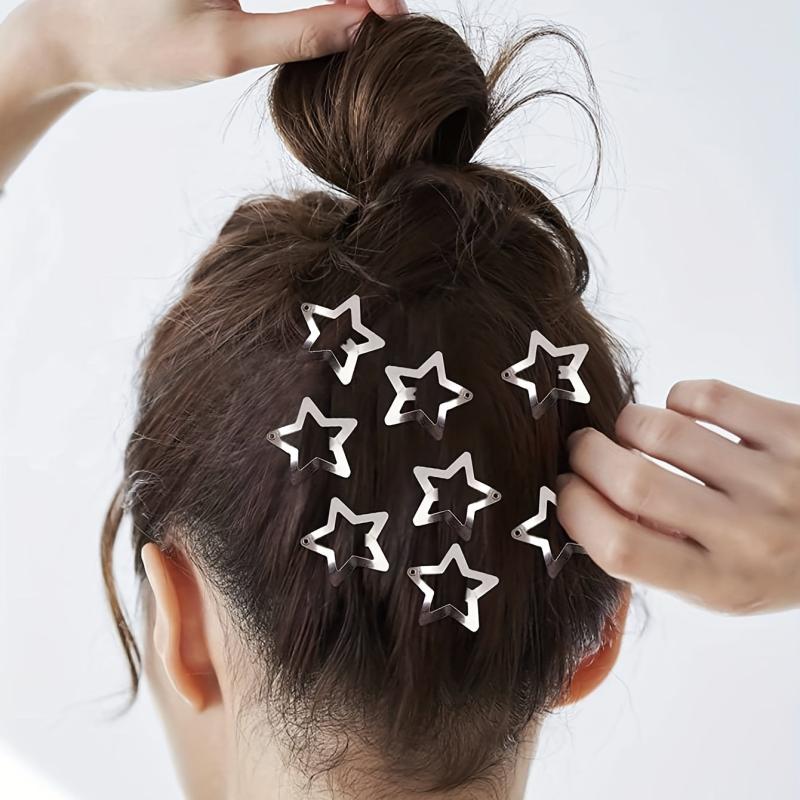 20pcs Y2K Star Hair Clip Hiphop Snap Clip Barrette Hair Slides Clip