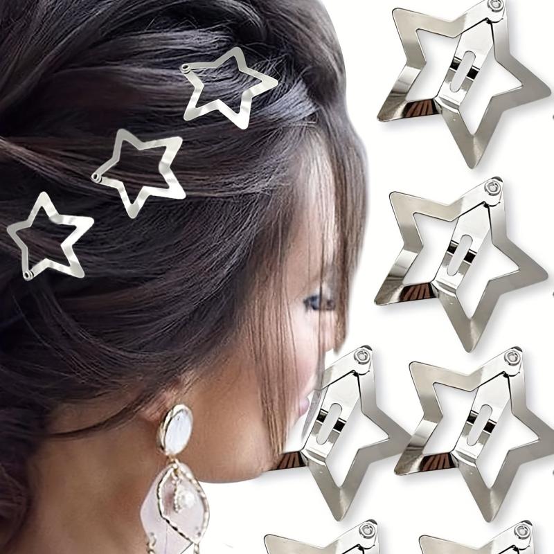20pcs Y2K Star Hair Clip Hiphop Snap Clip Barrette Hair Slides Clip