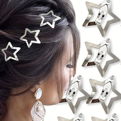20pcs Y2K Star Hair Clip Hiphop Snap Clip Barrette Hair Slides Clip