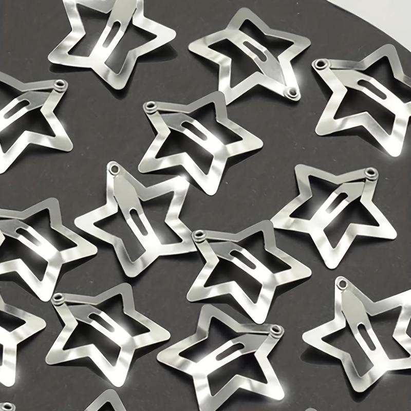 20pcs Y2K Star Hair Clip Hiphop Snap Clip Barrette Hair Slides Clip