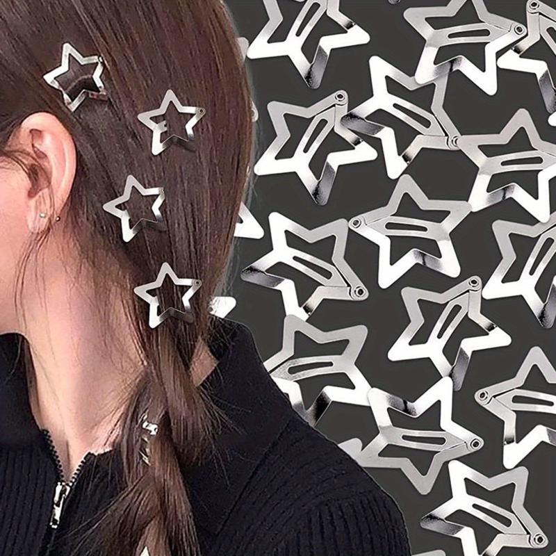 20pcs Y2K Star Hair Clip Hiphop Snap Clip Barrette Hair Slides Clip