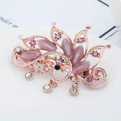 Peacock Rhinestone Hair Clip French Barrette Bun Maker Accessory