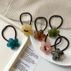 Jelly Flower Button Hair Tie Elastic Ponytail Holder Hair Accessories