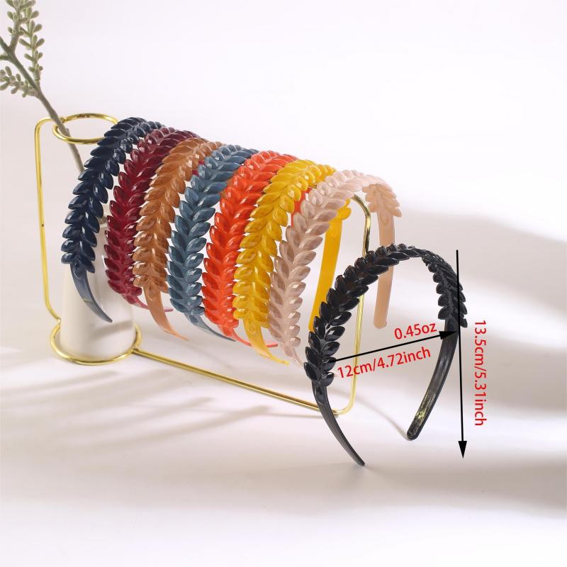 8pcs Bright Wide Brim Wheat Shape Headband Hair Hoop Thin Toothed Non slip
