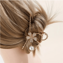 Flower & Pearl Hair Claw Banana Clip Non Slip Hair Accessory