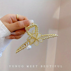 Flower & Pearl Hair Claw Banana Clip Non Slip Hair Accessory