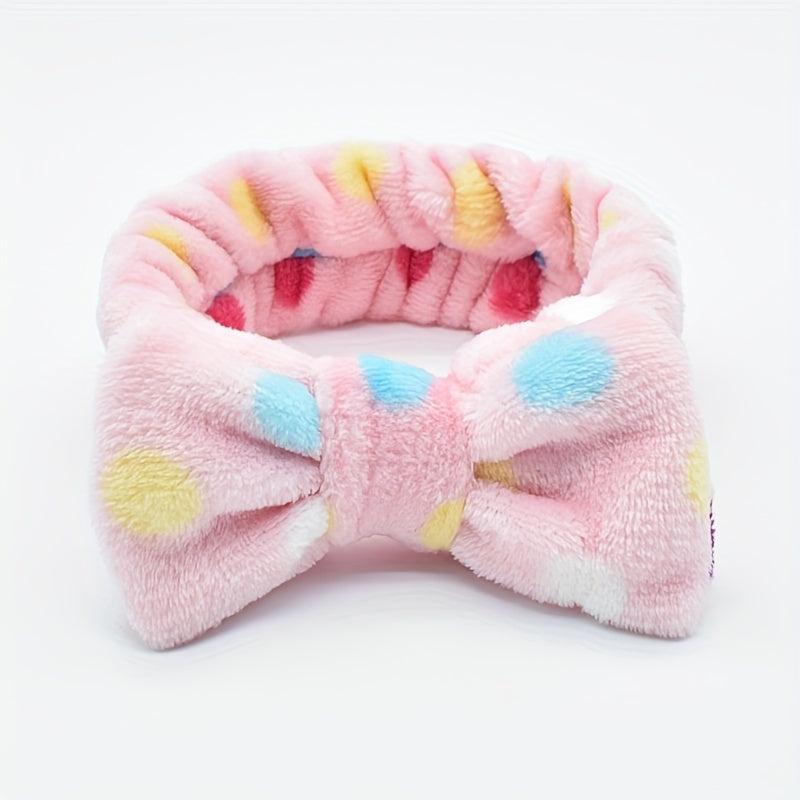 Polka Dot Bow Headband for Face Washing Skincare Spa