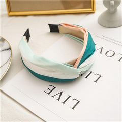 Wide Multicolor Fabric Hairband Ladies Knotted Hair Accessories