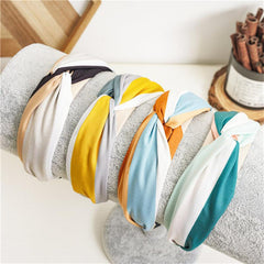 Wide Multicolor Fabric Hairband Ladies Knotted Hair Accessories