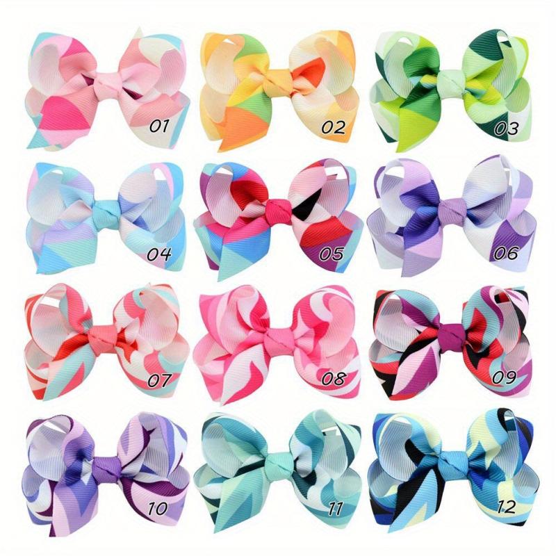 Colorful Bow Hair Clips for Girls Kids, Printed Bowknot Hair Accessory