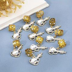 10pcs Guitar Shape Crystal Hair Beads Hippie Style Hair Accessories