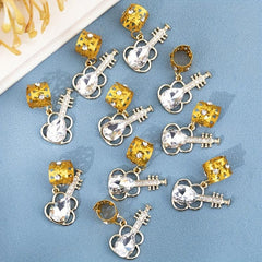 10pcs Guitar Shape Crystal Hair Beads Hippie Style Hair Accessories