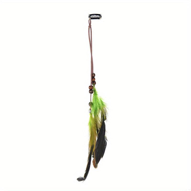 Hippie Style Faux Feather Hair Clip with Beads Head Piece Hair Accessories
