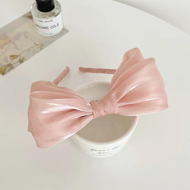 Silky Double Bow Headband Sweet Headdress Hair Band for Women Girls