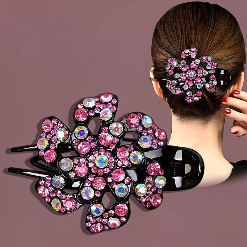 Plum Resin Rhinestone Clip Duck Clip Women Barrettes