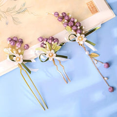 Lily Flower Hairpin Floral Hairpin Cheongsam Hair Accessories With Tassel