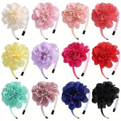 Chiffon Flower Decor Headband Colorful Head Hoop Headdress Elastic Headwear