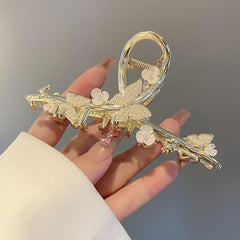Golden Butterfly Hair Clips Strong Hold Flower Hair Clamps