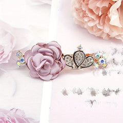 Crown Flower Hair Clip French Barrette Rhinestone Non Slip Hair Decoration