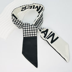 Colorful Printed Silk Scarf Headband Bow Ribbons Hair Ties