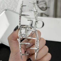 Metal Feather Hair Claw Clip Non Slip Strong Hold Silvery Hair Jaw Clip
