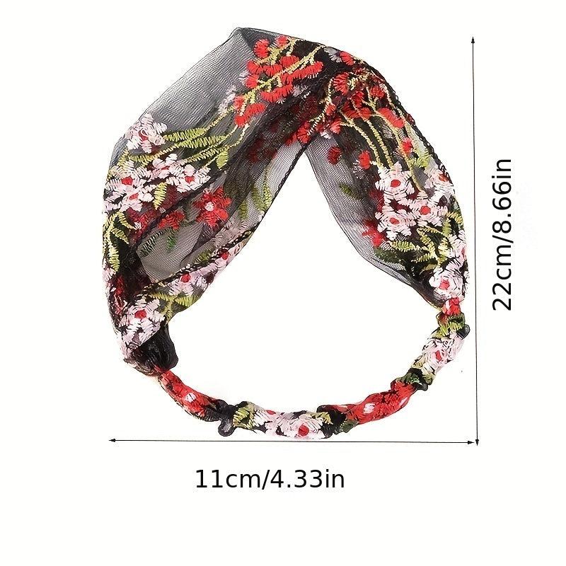 Flower Lace Headband Embroidered Hair Band Wide Brimmed Headband