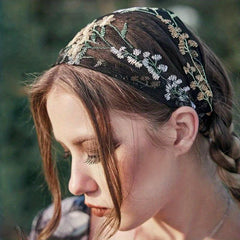 Flower Lace Headband Embroidered Hair Band Wide Brimmed Headband