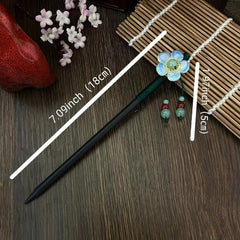 Flower Wooden Hair Pin Retro Hair Stick Resin Hair Bun Maker Non Slip Hair Decor