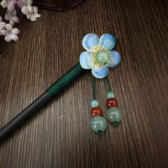 Flower Wooden Hair Pin Retro Hair Stick Resin Hair Bun Maker Non Slip Hair Decor