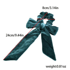 Velvet Long Tail Scarf Scrunchie Bow Knot Elastic Hair Tie Head Rope Hair Access