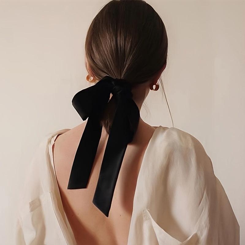 Velvet Long Tail Scarf Scrunchie Bow Knot Elastic Hair Tie Head Rope Hair Access