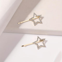 2pcs Rhinestone Star Hairpin Alloy Hair Clip for Side Hair Bang Braids