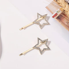 2pcs Rhinestone Star Hairpin Alloy Hair Clip for Side Hair Bang Braids