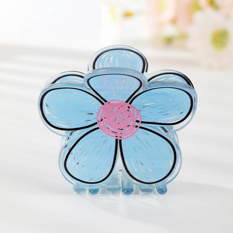 Graphic Flower Hair Claw Acrylic Banana Clip Hairgrip Non Slip Hair Accessory