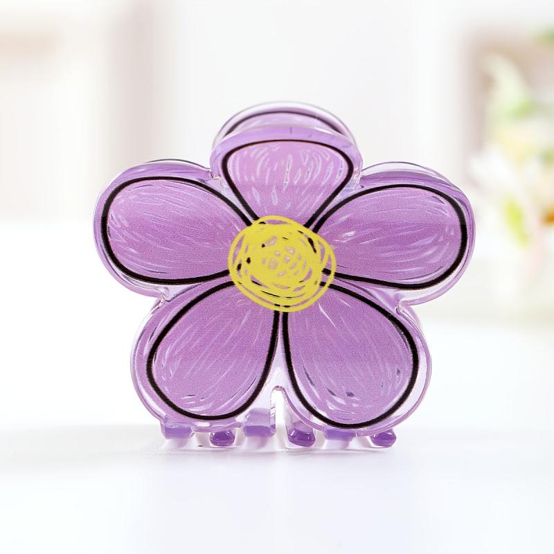 Graphic Flower Hair Claw Acrylic Banana Clip Hairgrip Non Slip Hair Accessory
