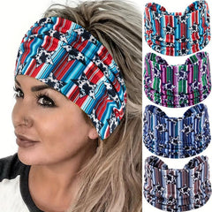 Boho Striped Print Headband Star Sports Sweatband Knot Bandana