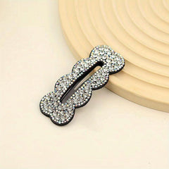 Rhinestone Snap Clip Wavy Rectangle Shaped Hair Clip Sparkly Hair Clip