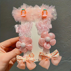 8pcs Baby Girls Hair Clip Cartoon Flower Bow Decor Duck Billed Clip