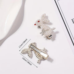 2pcs Pearl Rabbit Hair Clip Non-slip Side Clip Hair Accessory